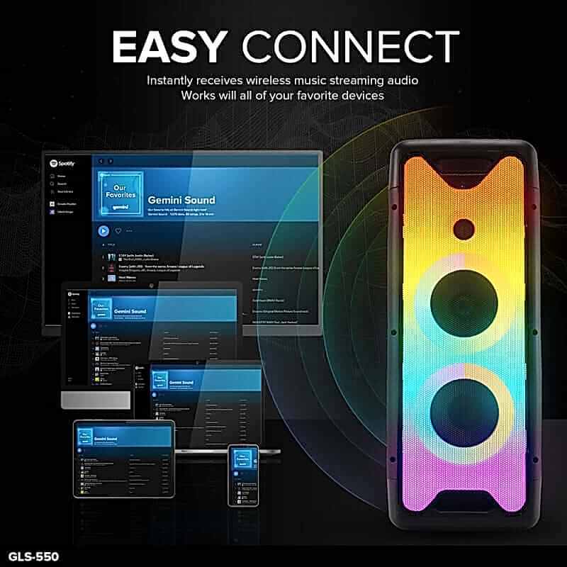 Gemini GLS-550 Taşınabilir Işıklı Bluetooth Hoparlör
