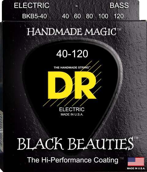 DR BKB5-40 Black Beauties Siyah 5 Tellİ Bas Gitar Teli (Light 40-120)