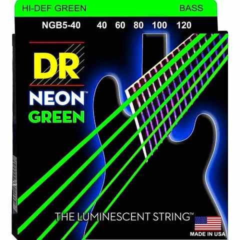 DR Hi-Def Neon Green K3 Coated NGB5-40 5 Telli Bas Gitar Teli