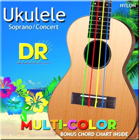 DR UMCSC Multi-Color Soprano/Concert Ukulele Teli