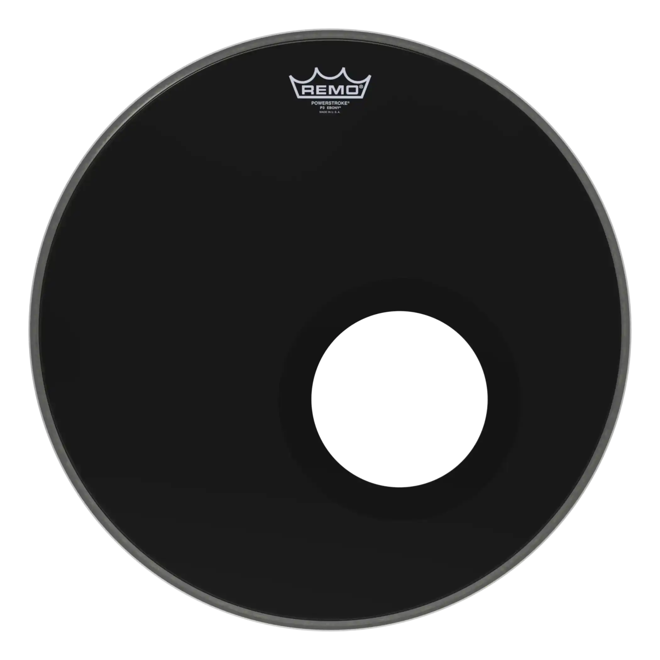 REMO POWERSTROKE® 3 EBONY® 18 İnç Siyah Delikli Bas Davul Derisi