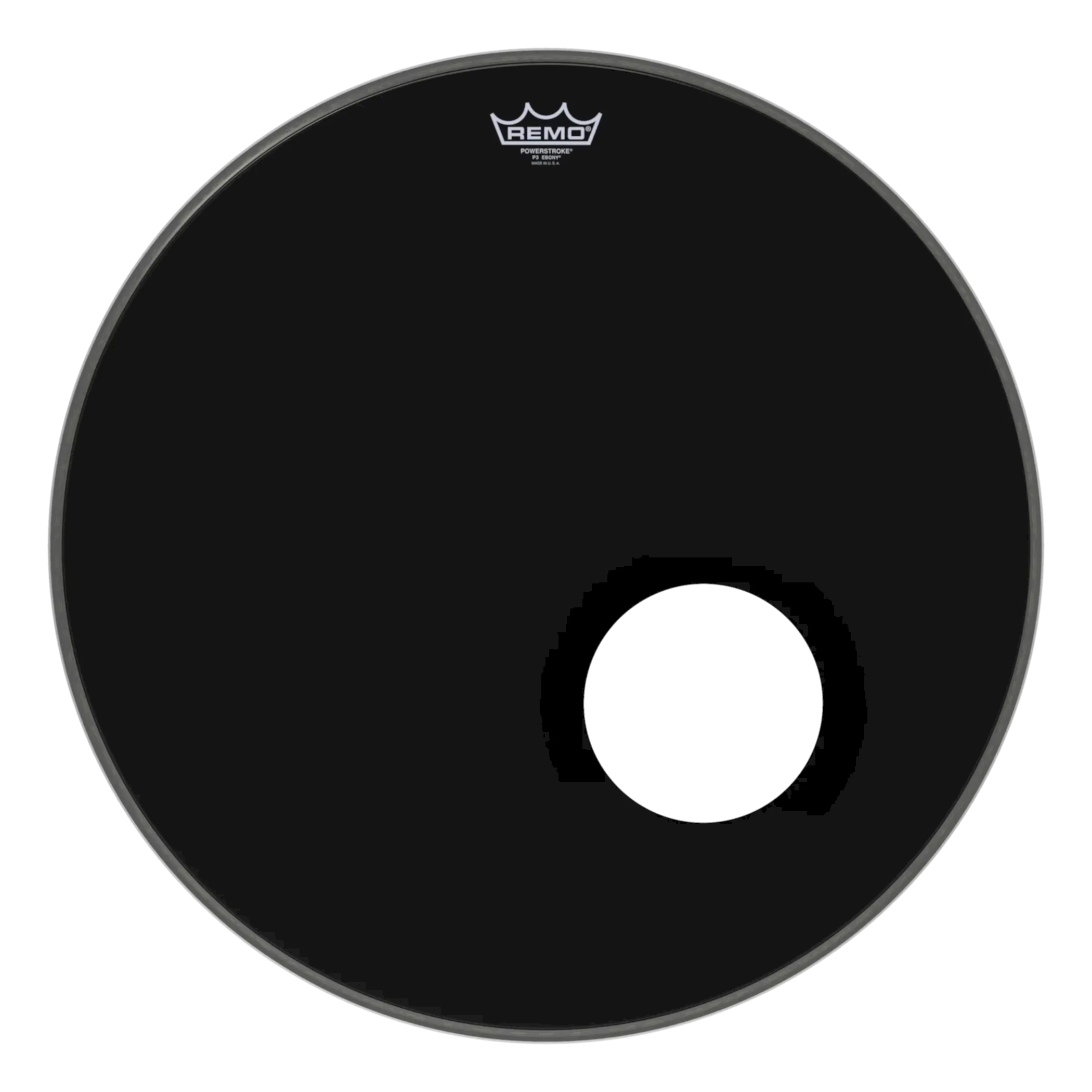 REMO POWERSTROKE® 3 EBONY® 22 İnç Siyah Delikli Bas Davul Derisi