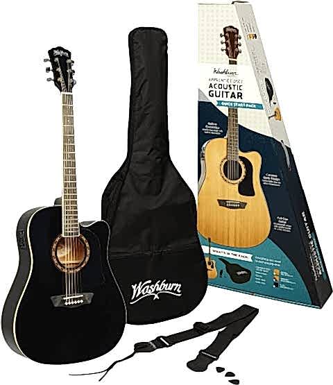 Washburn AD5CEB Siyah Elektro Akustik Gitar Paketi